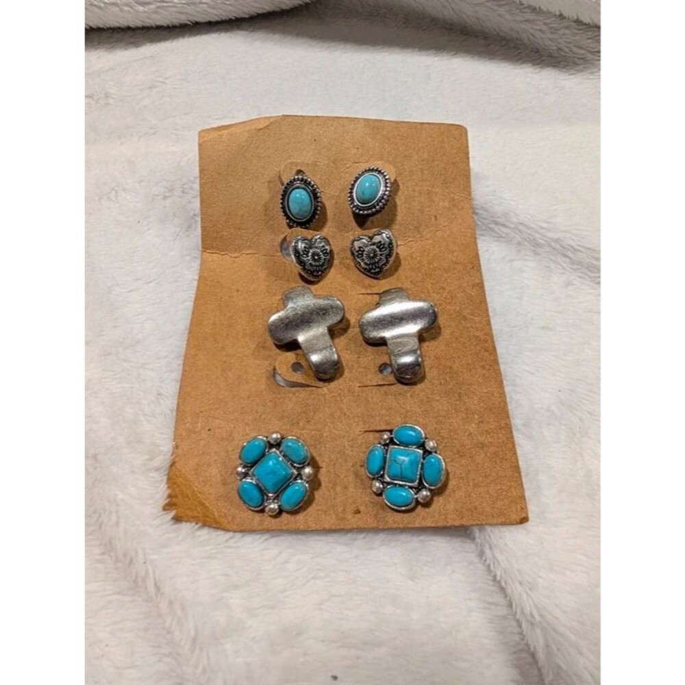 Western Southwestern Stud Earring Set of 4 Pairs